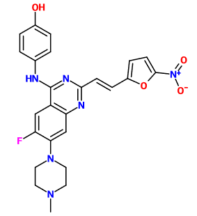 (image for) MC080234 4-({6-Fluoro-7-(4-methyl-1-piperazinyl)-2-[2-(5-nitro-2-furyl)vinyl]-4-quinazolinyl}amino)phenol